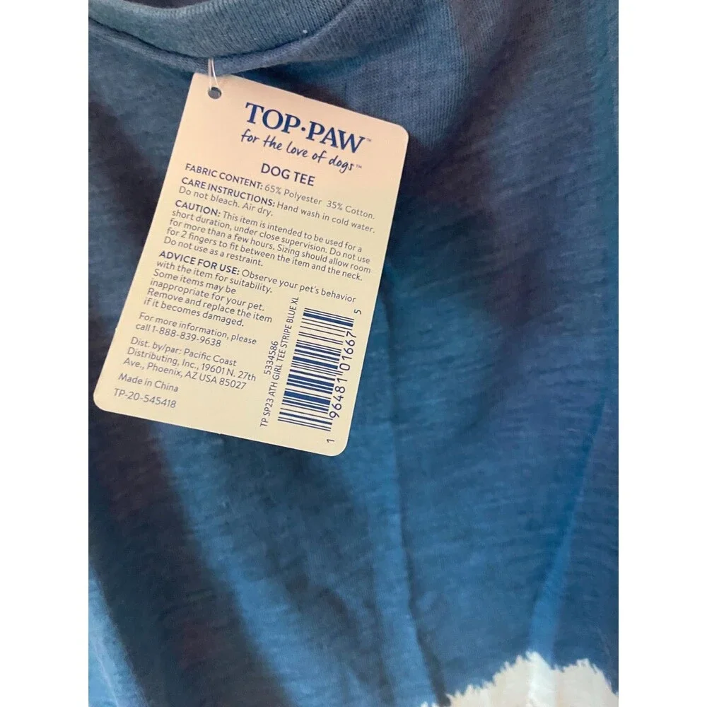 Top Paw XL Dog Shirt Blue and Red Tie-Dye 4th of July
